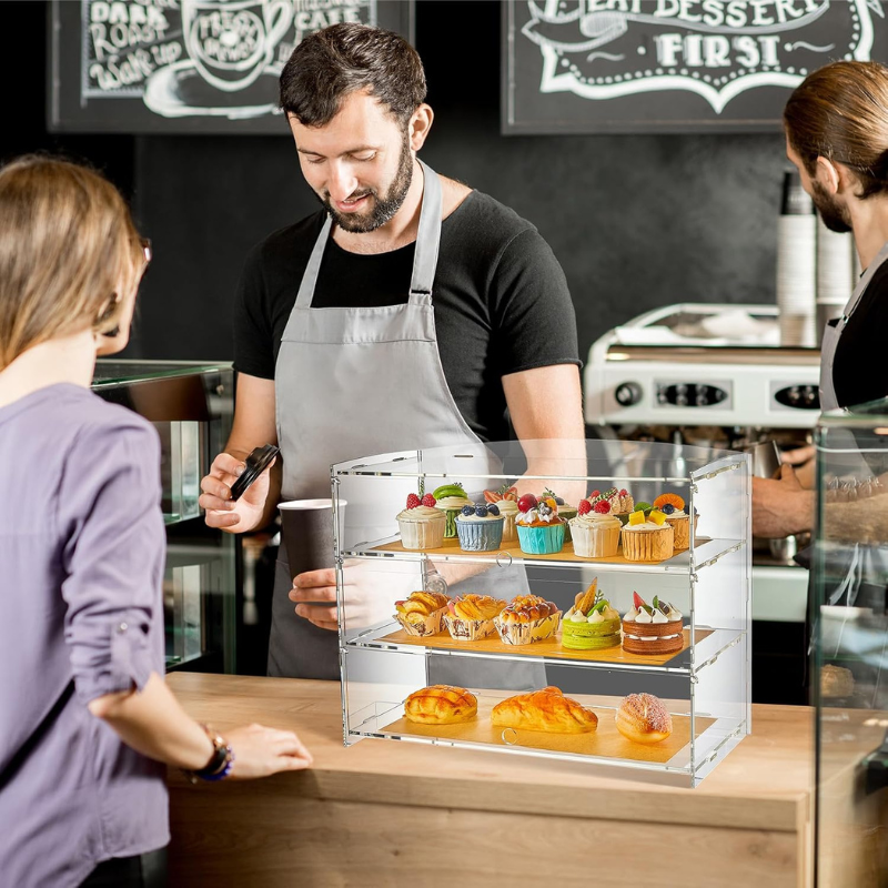 Vitrina  Acrílica Pasteles 3 Niveles 49cm x 23cm x 39cm