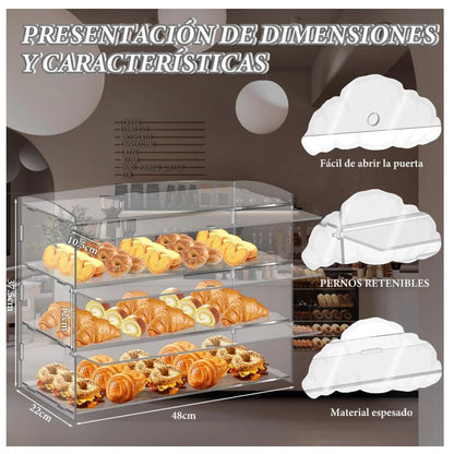 Vitrina  Acrílica Pasteles 3 Niveles 49cm x 23cm x 39cm